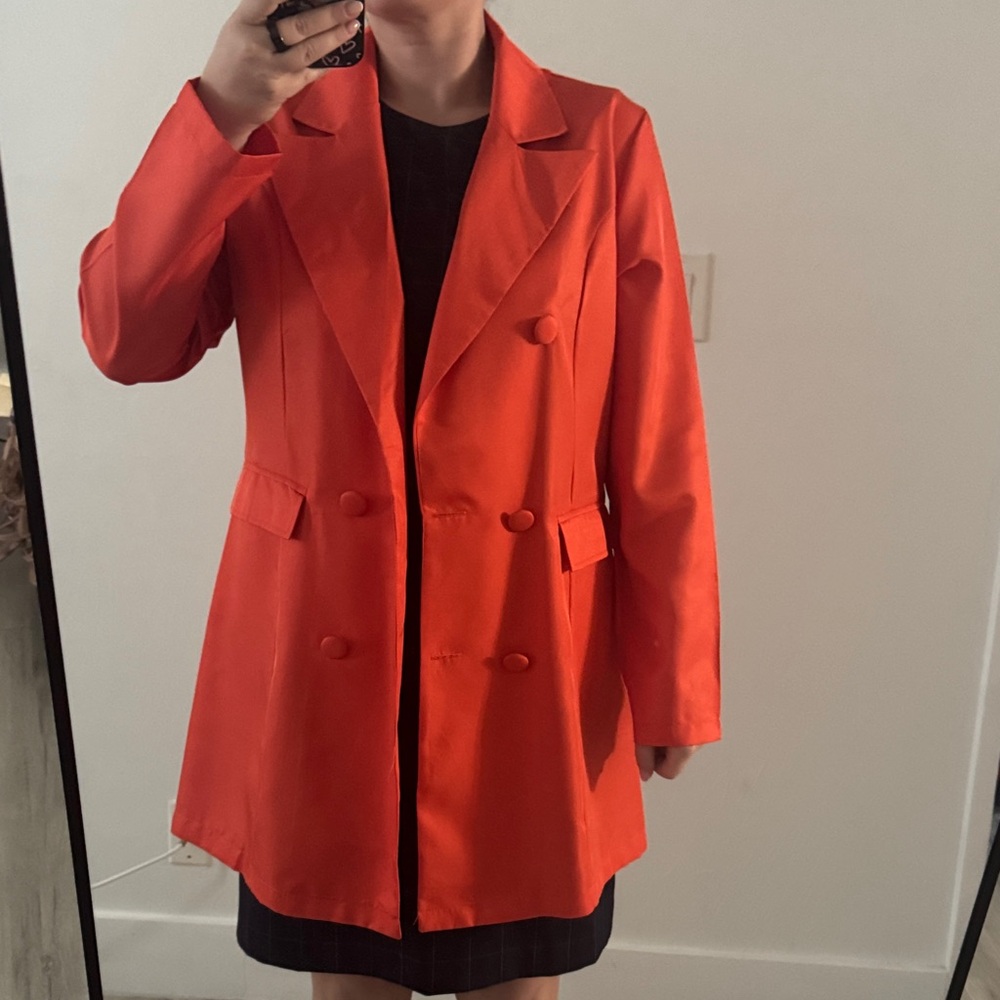 Women's Double-Breasted Orange Coat